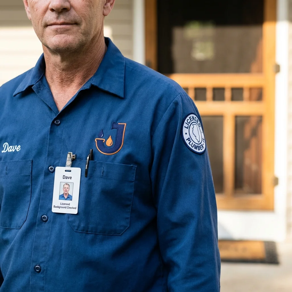 Licensed plumber showing ID badge in South Pittsburg, TN