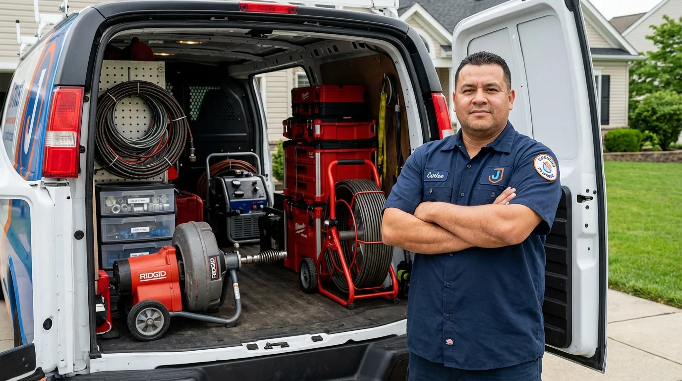 Professional drain cleaning equipment and Johns Plumbing LLC plumber in South Pittsburg