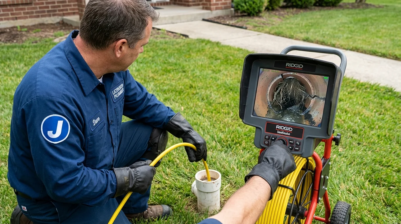 Sewer camera inspection being performed by Johns Plumbing LLC in South Pittsburg