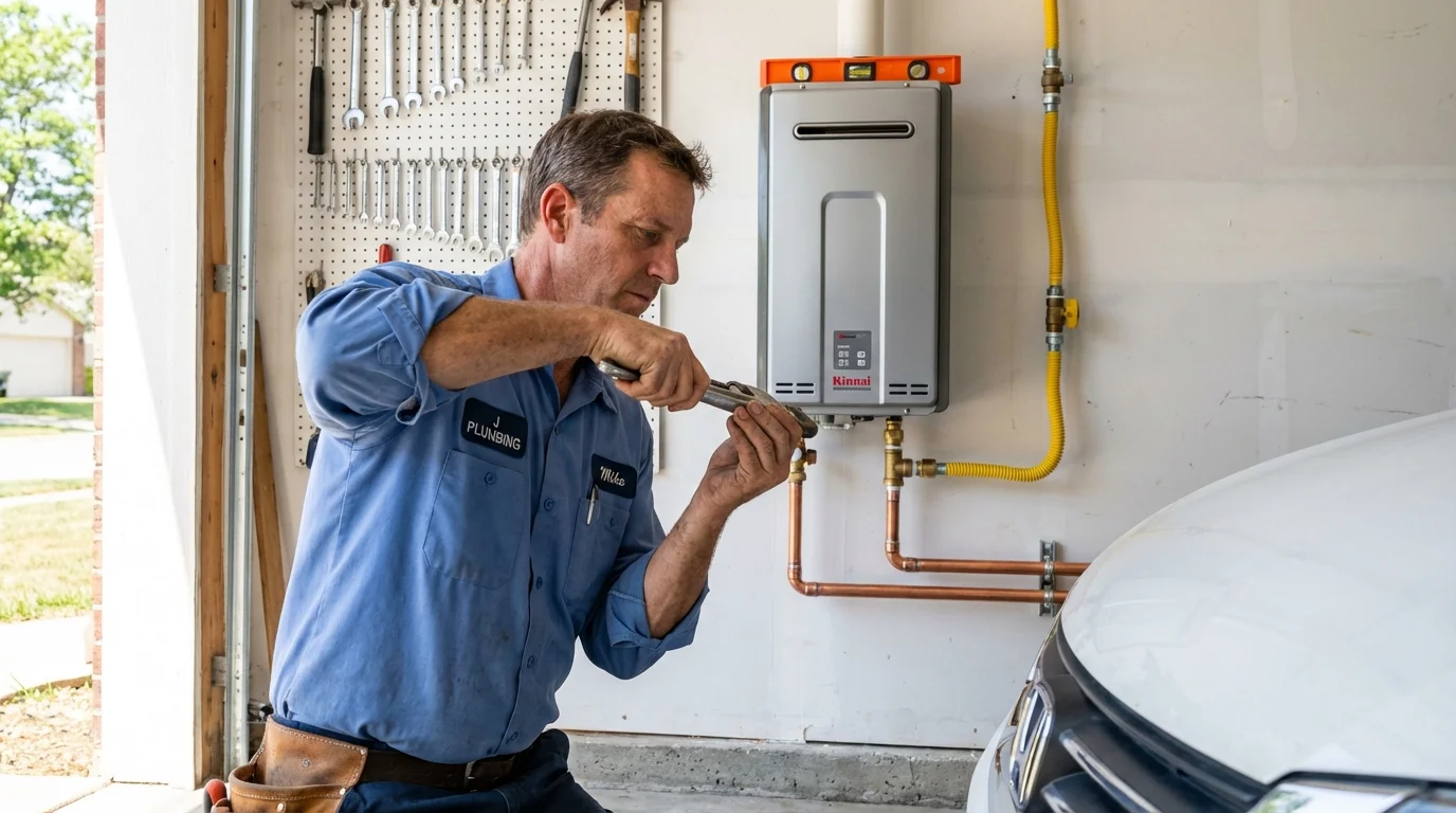 Tankless water heater installation by a Johns Plumbing LLC plumber in South Pittsburg